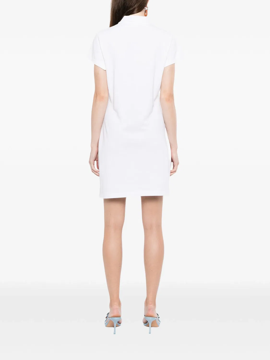 Платье мини Shrunken с воротником поло Alexander Wang, белый — фото 4