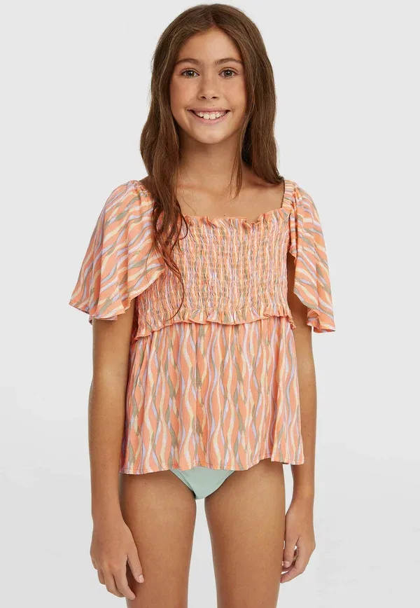 Топ с открытой спиной Shortsleeve O'Neill, funky peach swirly, персиковый — фото 2