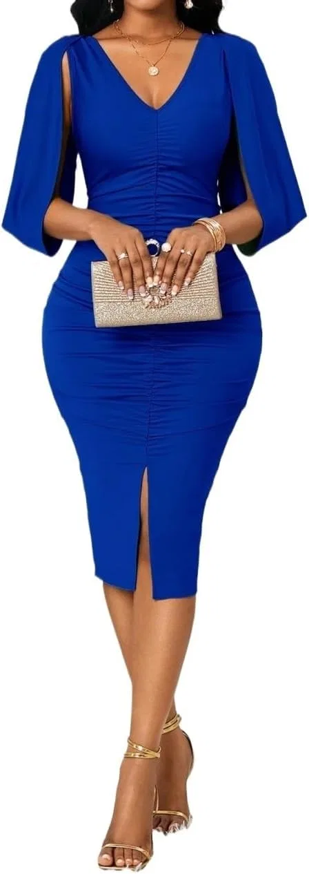 Женское повседневное миди-платье с длинным рукавом Royal Blue