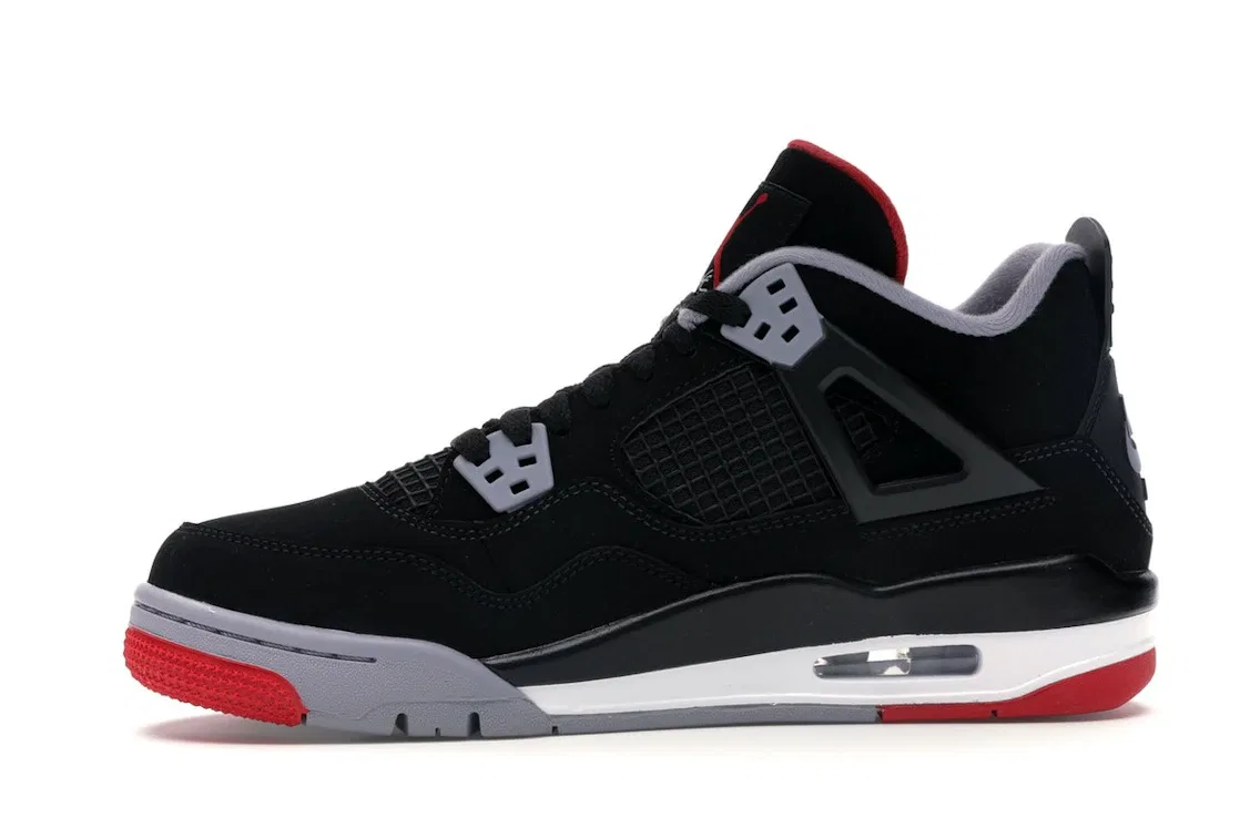 Детские кроссовки Lifestyle с принтом Jordan 4 Retro Jordan, Black/Fire Red-Cement Grey-Summit White — фото 3