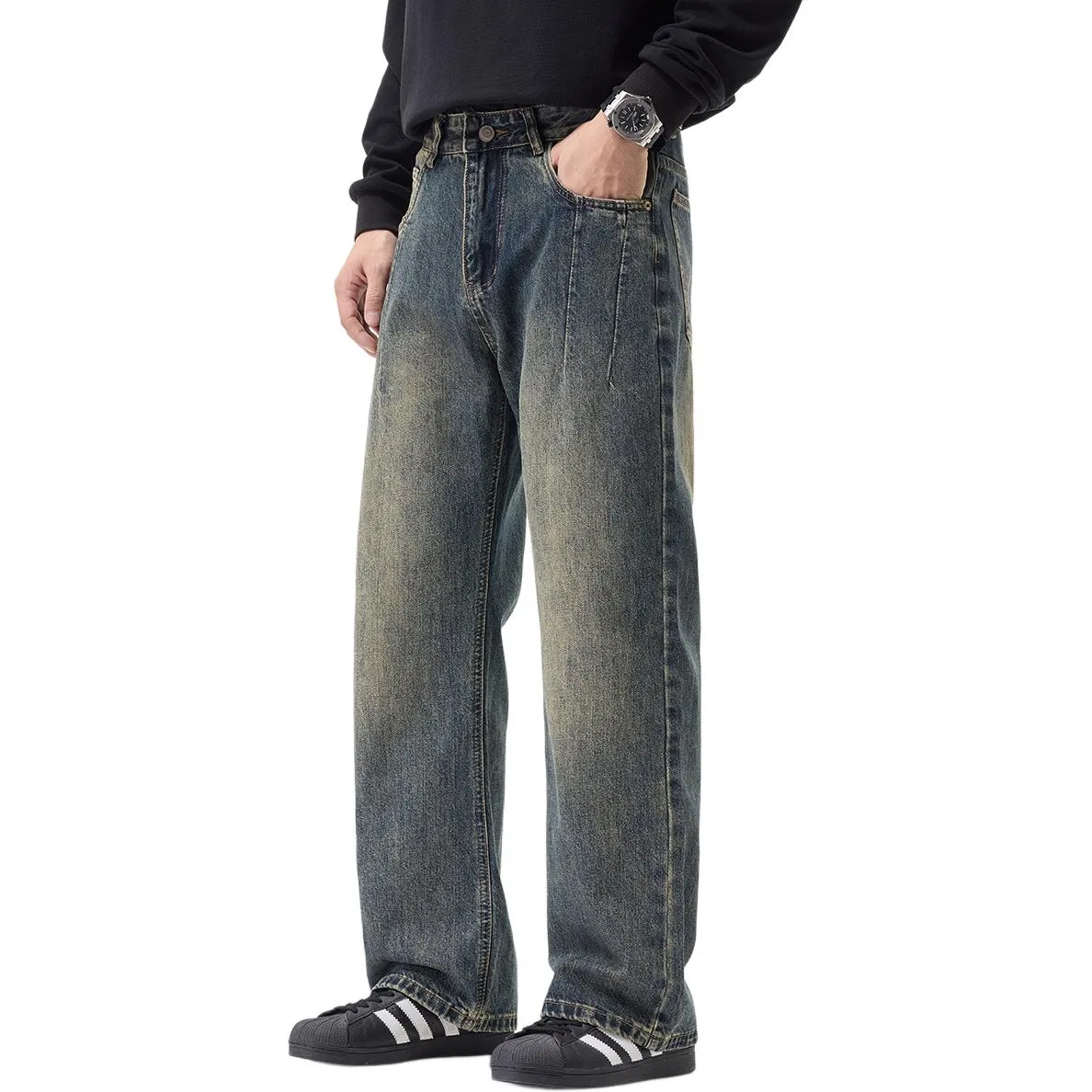 Детские джинсы прямого кроя с потертостями Tonlion, Blue