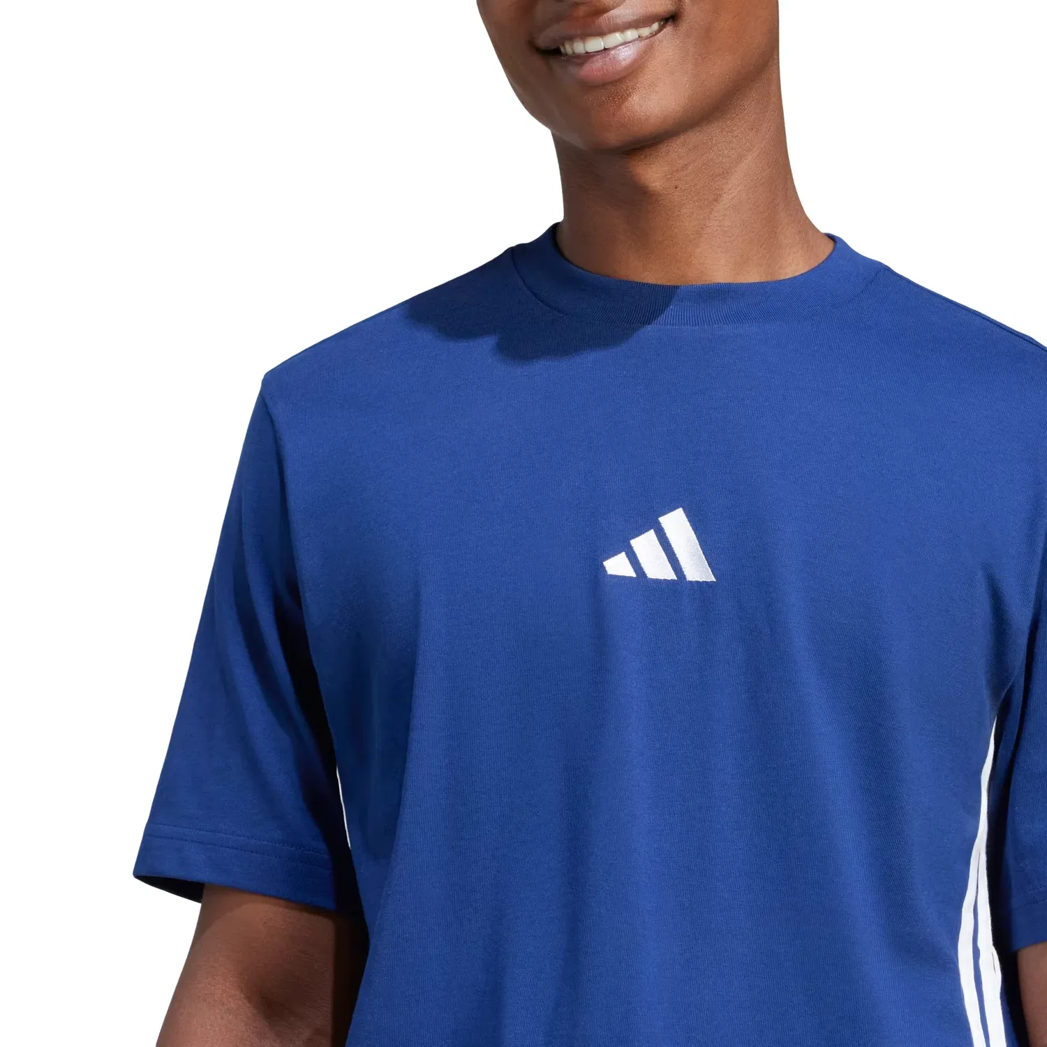 Мужская игровая майка Essentials 3-Stripes Single Jersey Tee 'Dark Blue White' adidas, Dark Blue/White — фото 3