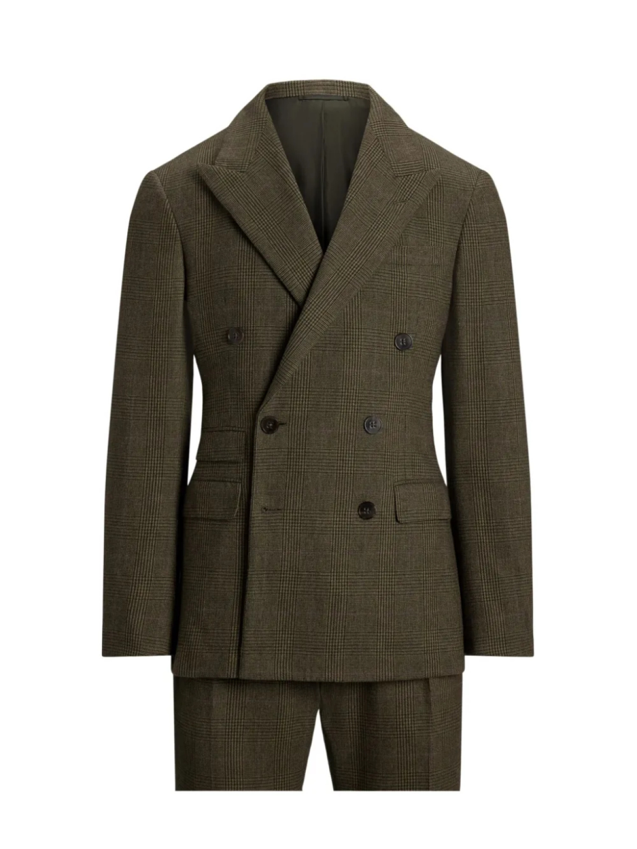 

Клетчатый костюм с двубортным пиджаком Ralph Lauren Purple Label, зеленый