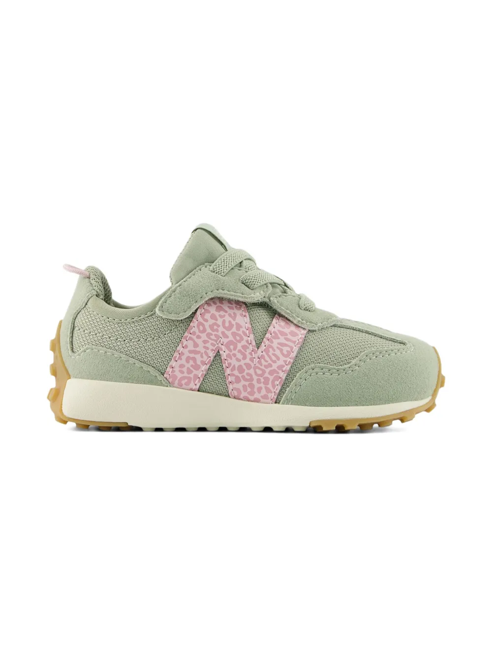 Кроссовки 327 Lace с леопардовым принтом New Balance Kids, зеленый — фото 2