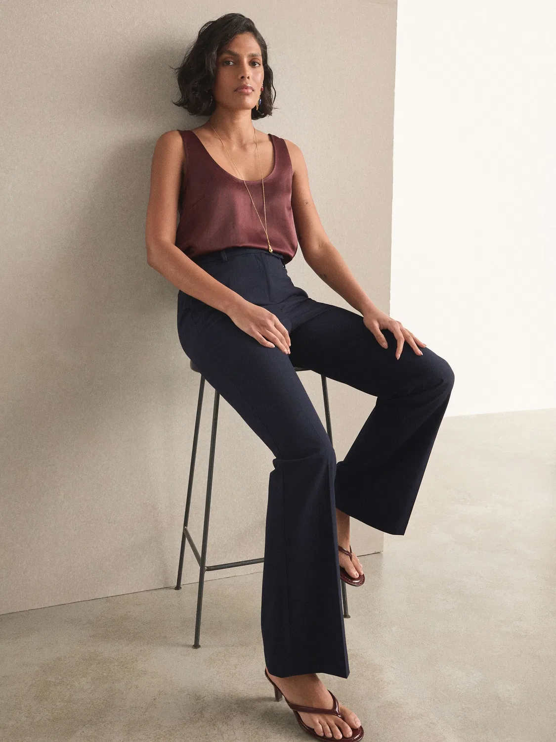 Брюки зауженные клеш, модель Tailored Bootcut Next, темно-синий — фото 2