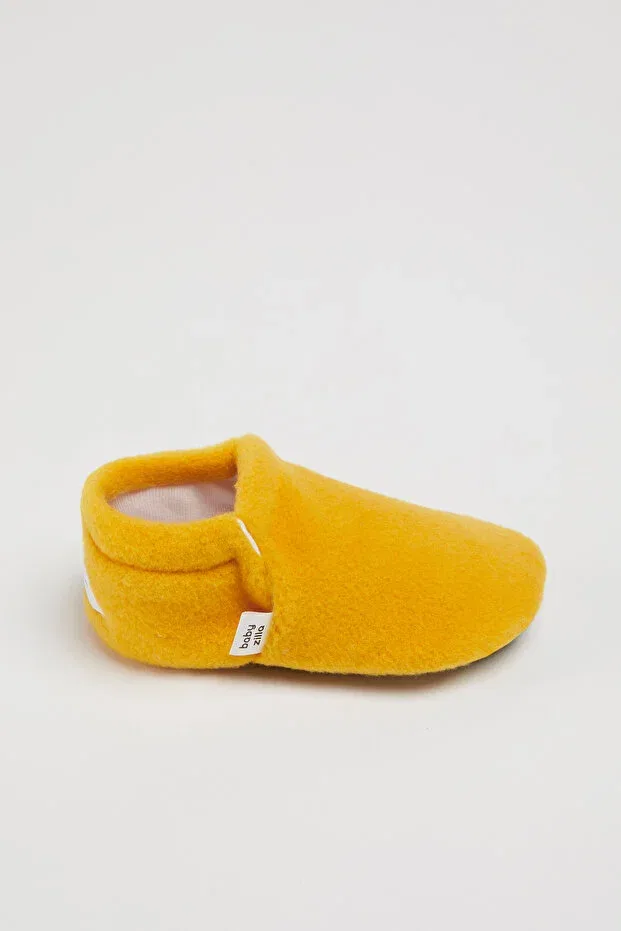 Детские пинетки из флиса на плоской подошве, модель Non-Slip sole fleece baby booties, Babyzilla, Yellow — фото 3