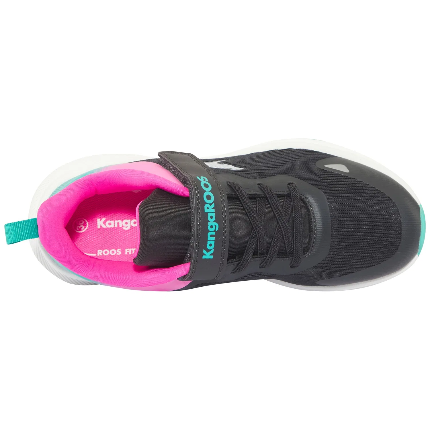 Детские кроссовки с технологией ROOSFit KangaROOS, Raven/Neon Pink — фото 4