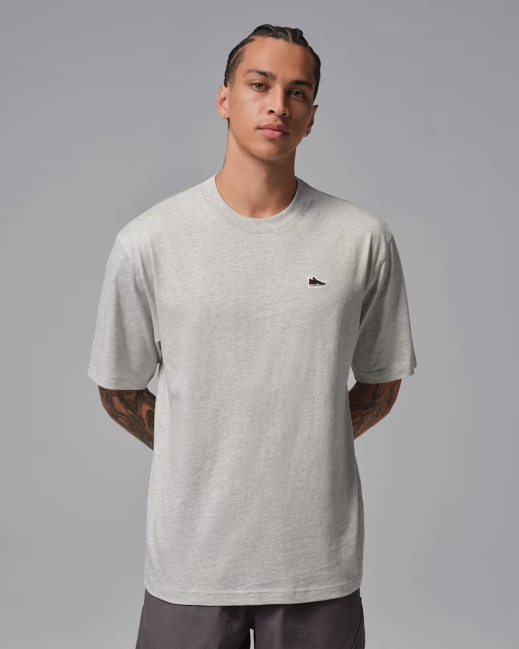 Мужская футболка с нашивкой на кроссовках Jordan, Grey Heather