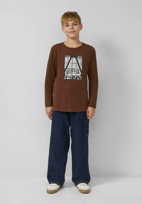 Лонгслив с принтом Long sleeved top S.Oliver, dunkelbraun, темно-коричневый