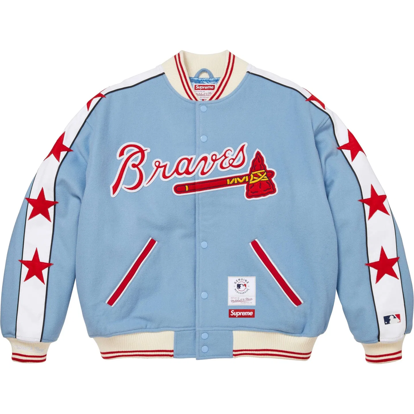 Унисекс куртка бейсбольная с воротником Supreme X Mitchell Ness Supreme/Mitchell & Ness Co Branded Collection, Blue