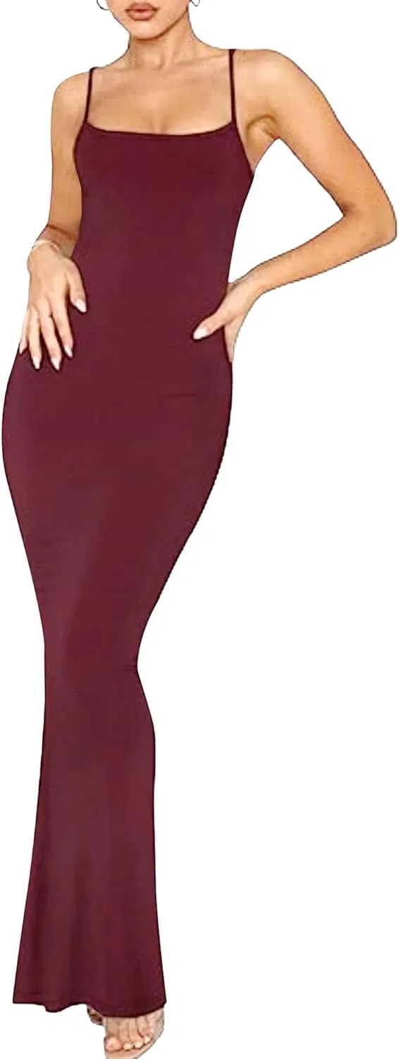 Женское летнее макси-платье на бретелях bodycon, Red