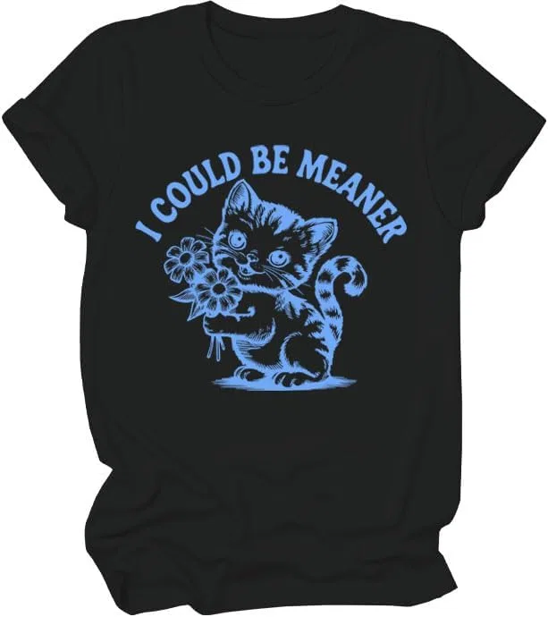 Футболка с принтом I Could Be Meaner Cotton, Black