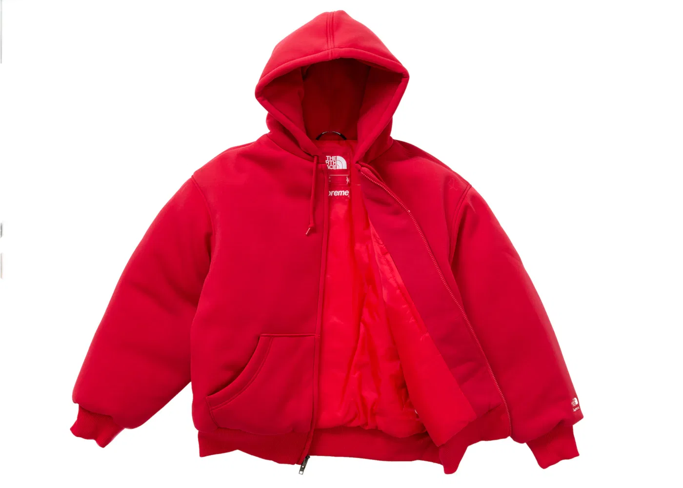 Мужская пуховая куртка-худи с молнией Supreme The North Face, Red — фото 3
