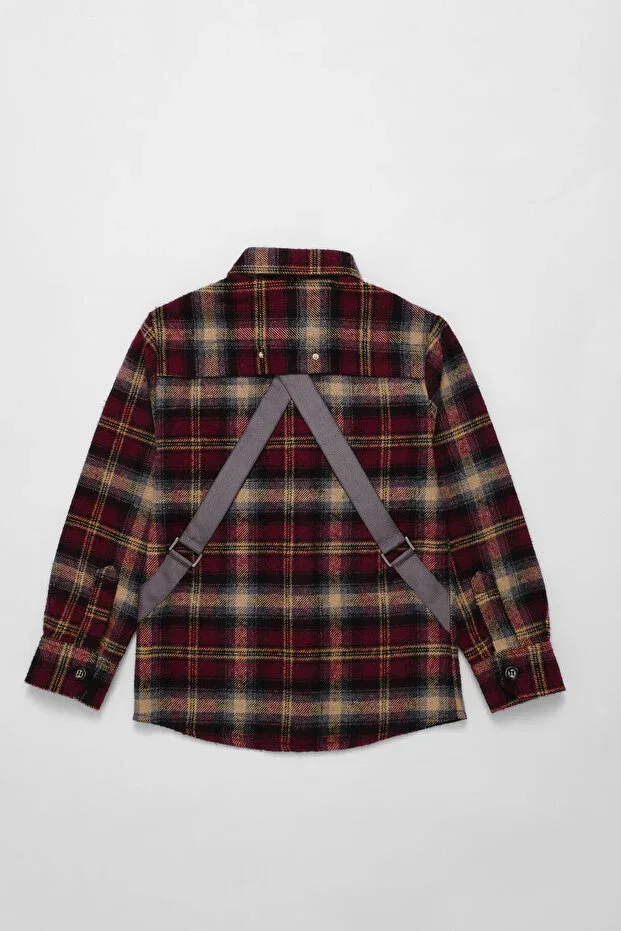 Детская рубашка для мальчиков с длинным рукавом Lumberjack Shirt Doctor Junior, Burgundy Mustard — фото 4