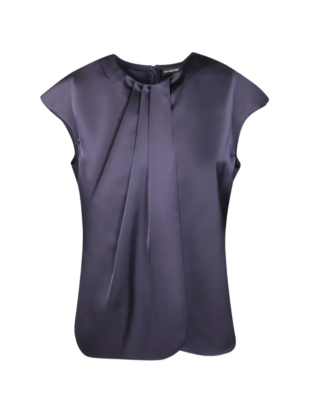 Атласный топ со складками EMPORIO ARMANI, фиолетовый