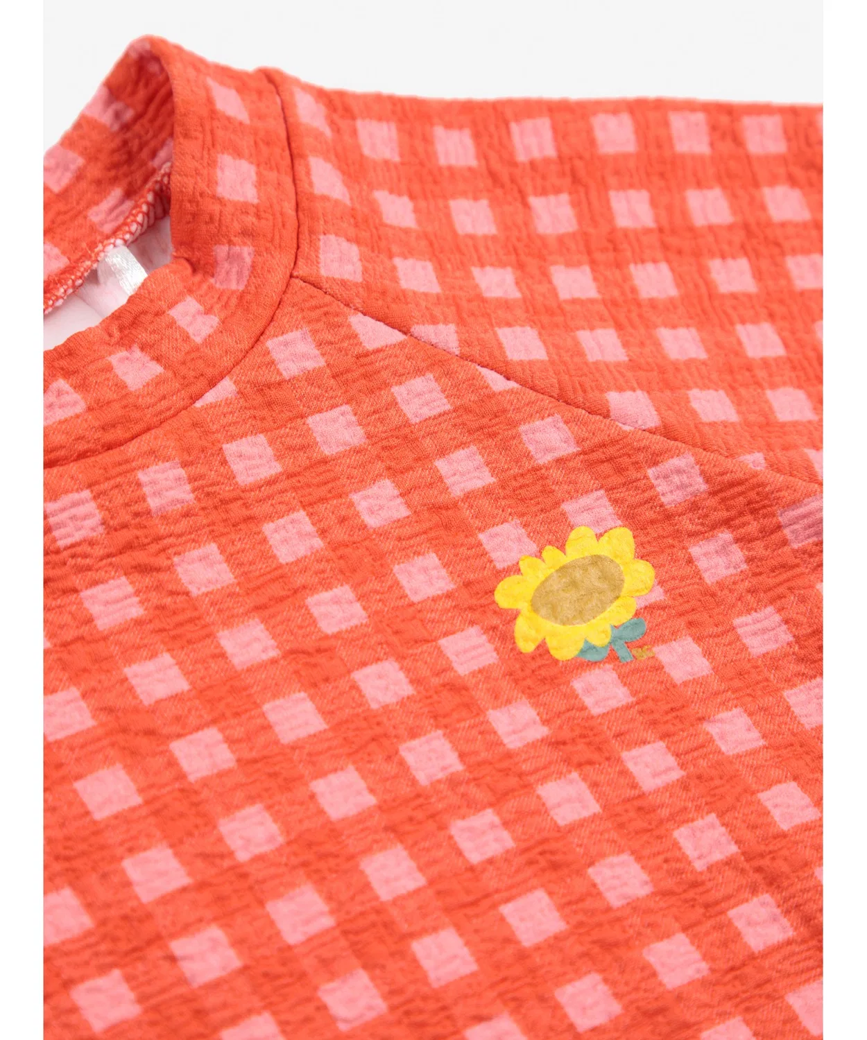 Детская футболка для плавания с принтом Vichy swim T-shirt BOBO CHOSES, Coral Pink — фото 3