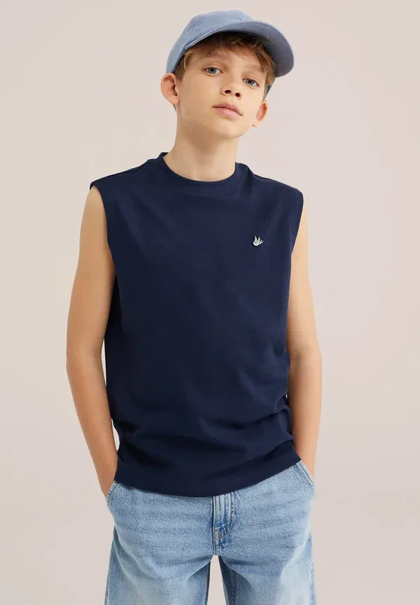 Топ хлопковый We Fashion, dark blue, темно-синий — фото 2