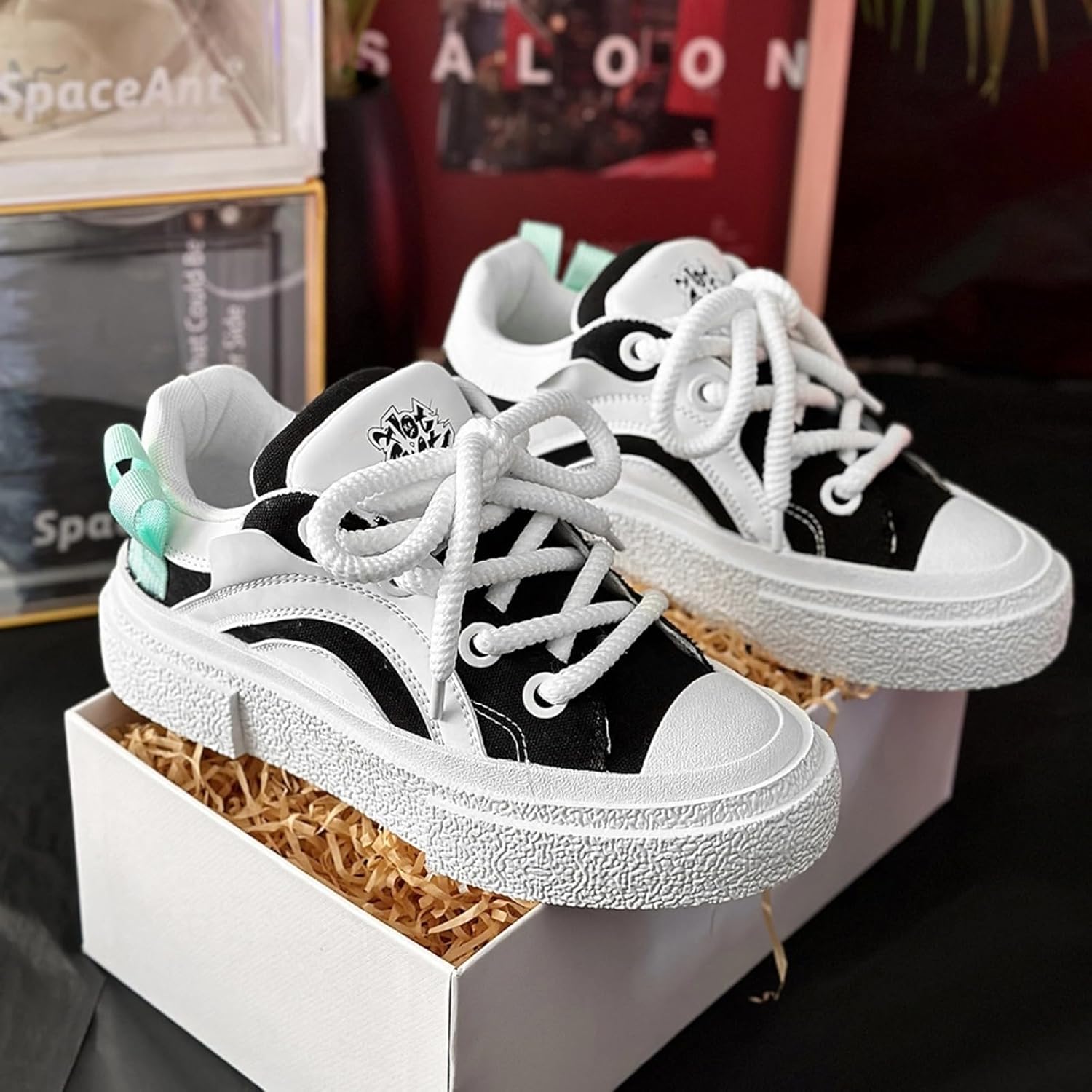 Кроссовки AURISTIA Preppy Chunky для мужчин и женщин, платформенные туфли, толстые шнурки, увеличение роста, стиль Y2K, хип-хоп, уличная мода JK, скейт стиль, белый — фото 2