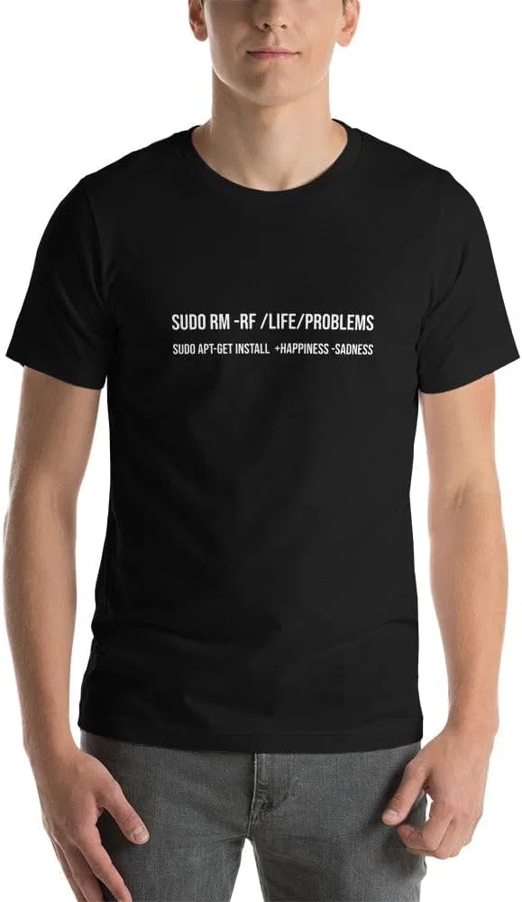 Футболка с принтом Sudo Rm -Rf Lifeproblems, Black