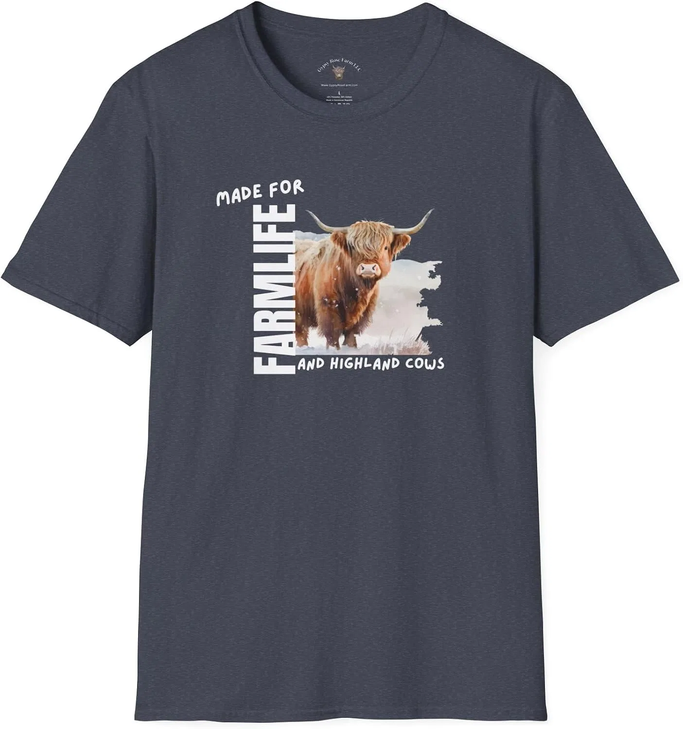 Футболка оверсайз с коровой Gildan 64000, Heather Navy