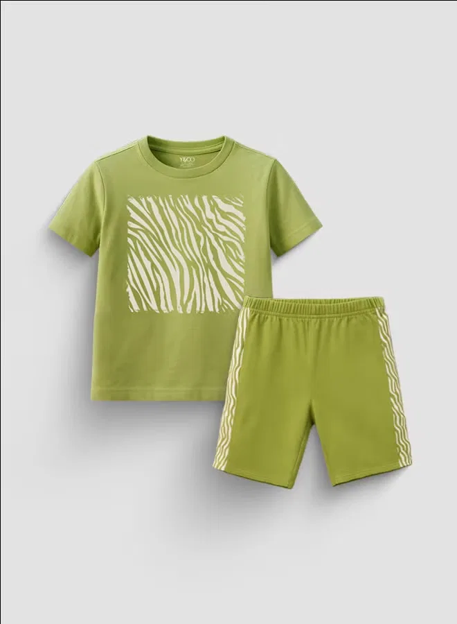Пижамный комплект с принтом зебры Zebra Square Y&Co, зеленый