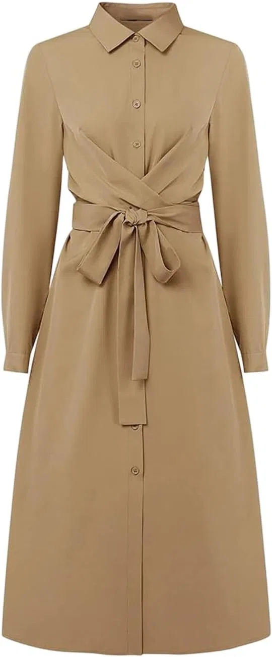 Женское платье миди с поясом Cros Belt Waist, Khaki