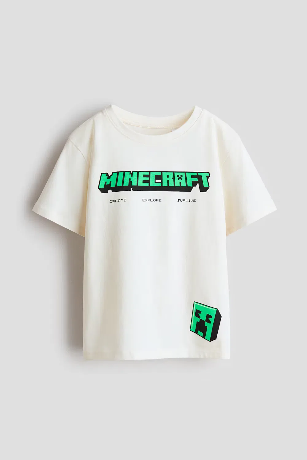 Хлопковая футболка с принтом H&M, Weiß/Minecraft