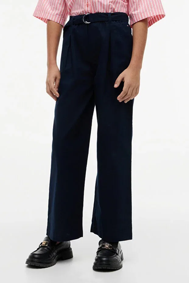 Детские брюки для девочек широкие Tommy Hilfiger, Navy Blue — фото 2