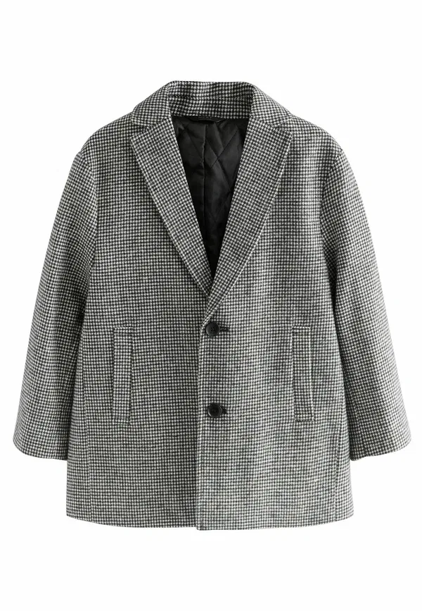 Пальто клетка Classic Coat Next black white check, белый