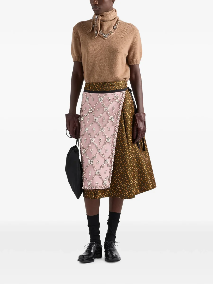 Юбка Prada в цветочный жаккард, зеленый