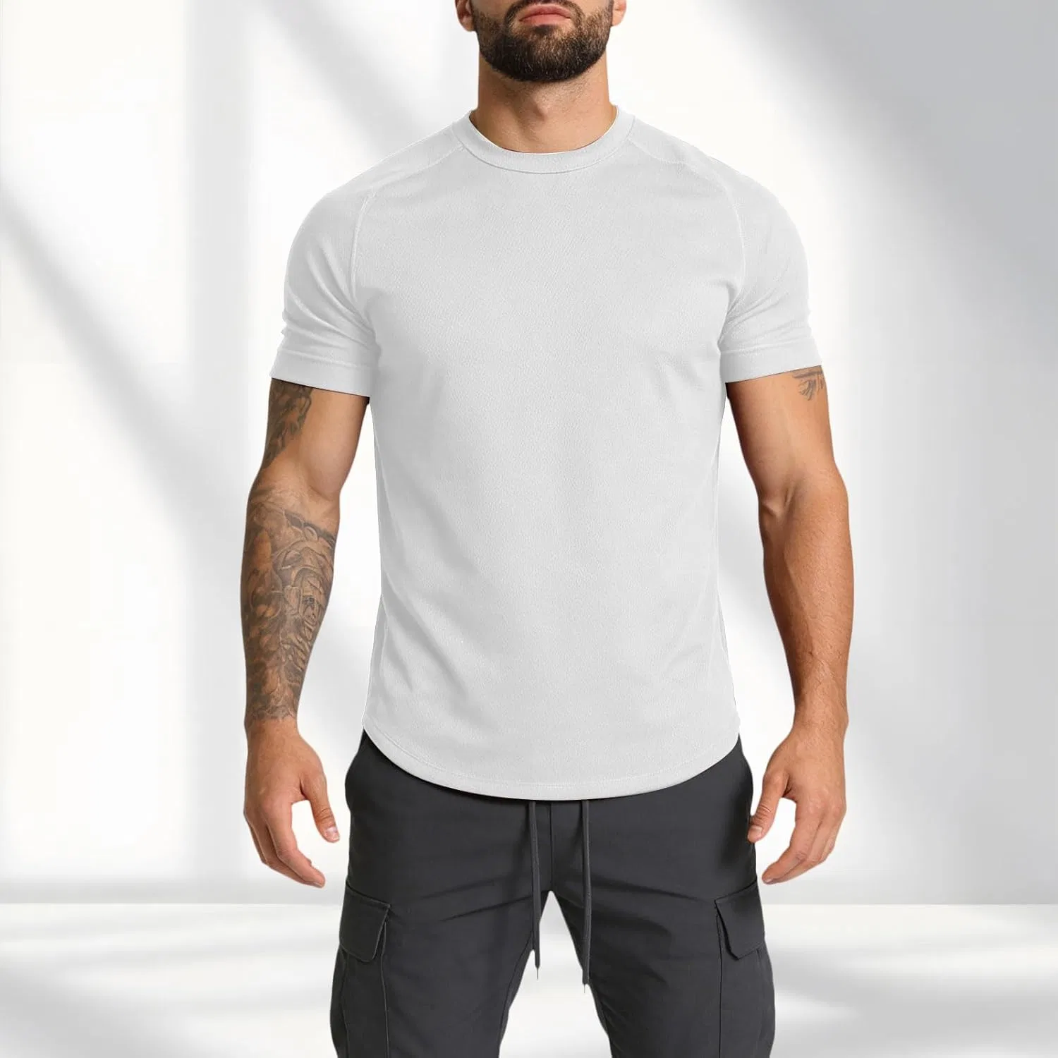 Мужская быстросохнущая футболка Crewneck, White — фото 2
