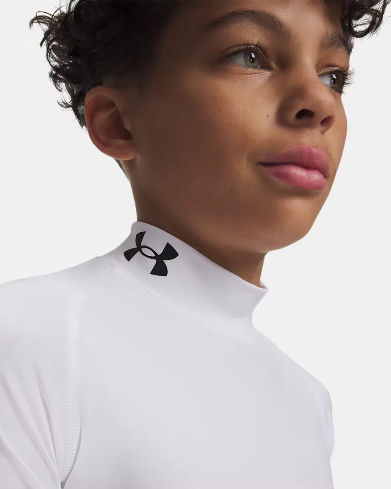 Футболка с коротким рукавом и высоким воротом HeatGear Mock UnderArmour, White/Black — фото 3