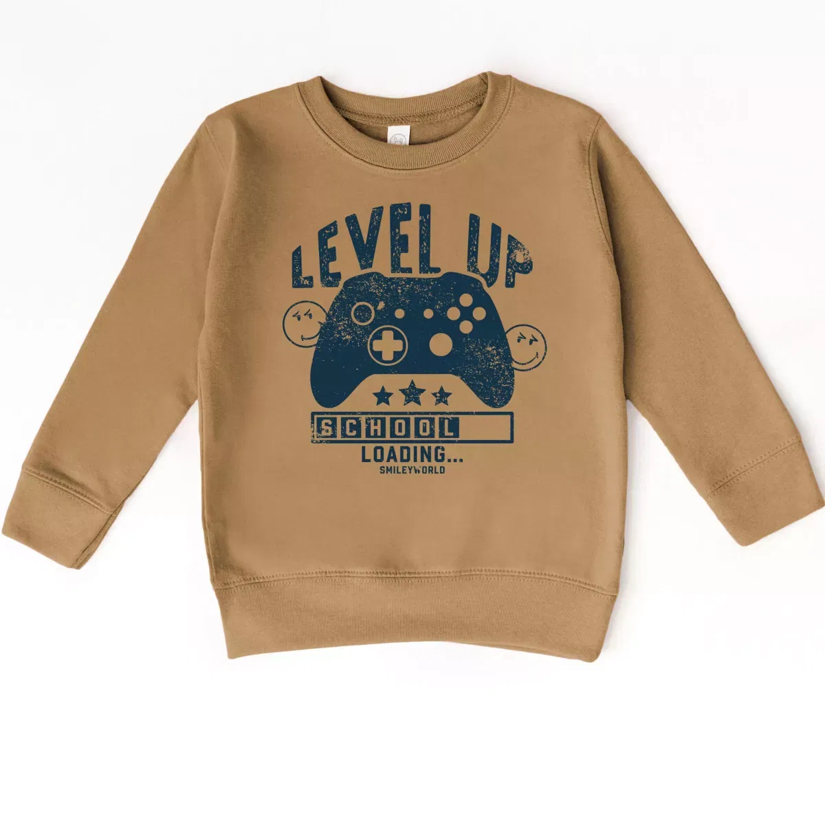 Детский свитшот с принтом SmileyWorld Level Up School The Juniper Shop, Camel