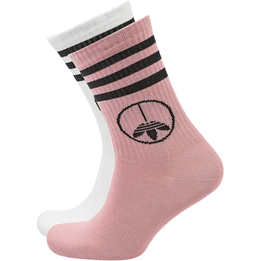 Носки с логотипом Adidas Originals, 2 пары, Pink/White — фото 2