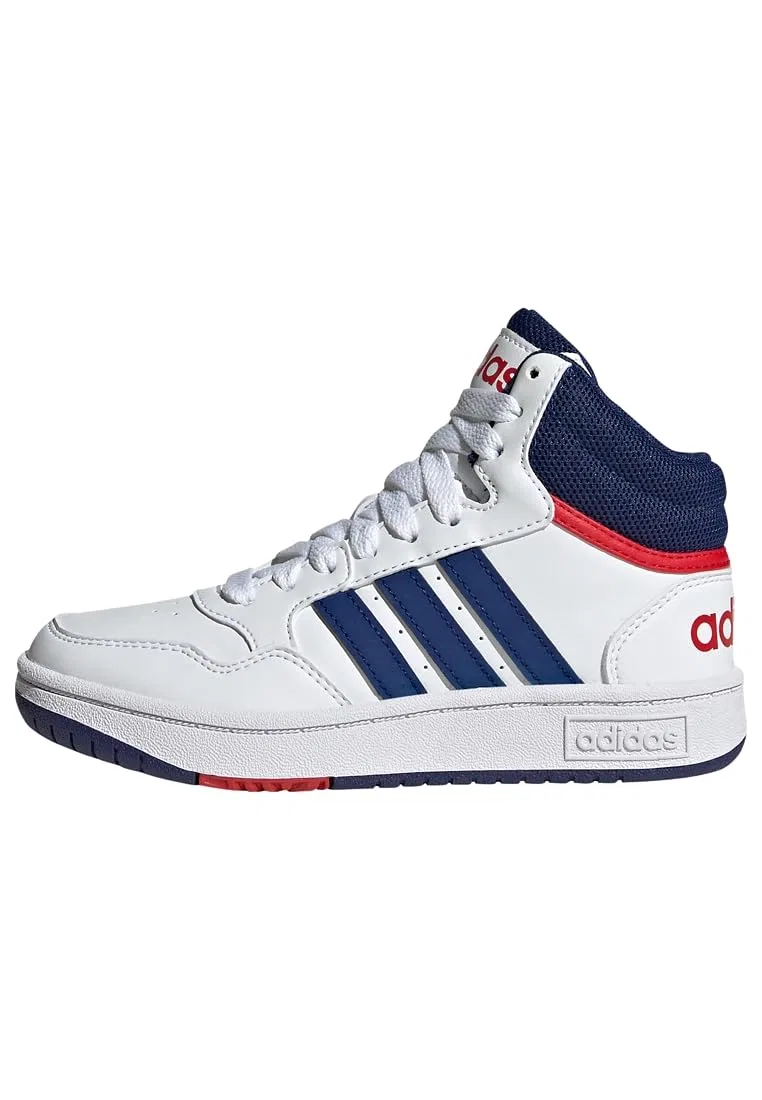 Детские кроссовки для мальчиков и девочек Hoops Mid Adidas, Cloud White Victory Blue Scarlet