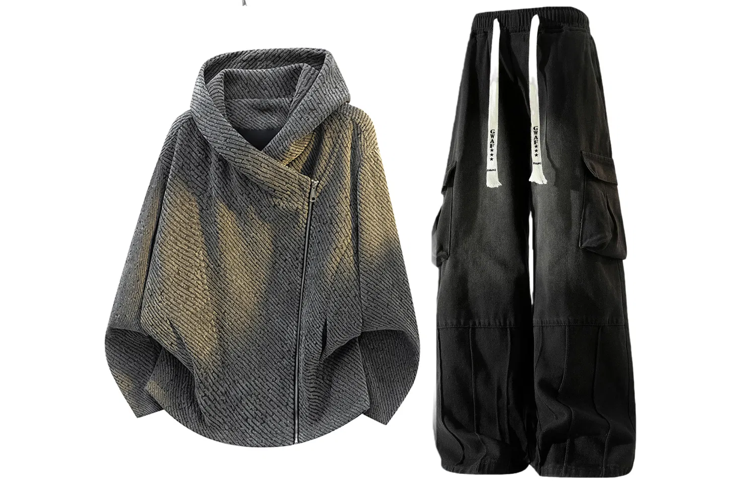 Детский комплект спортивной одежды с капюшоном Light Gray Top+Black Pants GWAF, Light Gray/Black — фото 4