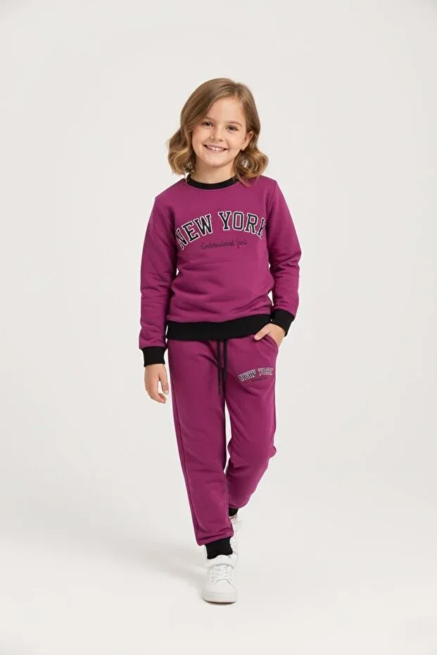 Детский спортивный костюм для девочек с принтом New York Printed Mnk Baby&Kids, Purple