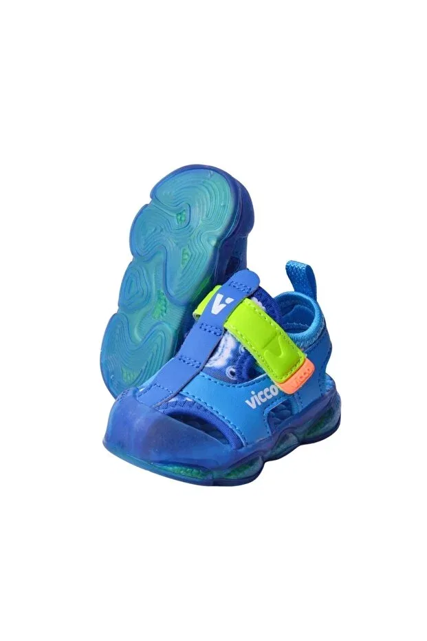 Детские сандалии для девочек с коротким каблуком Vicco, Blue — фото 4