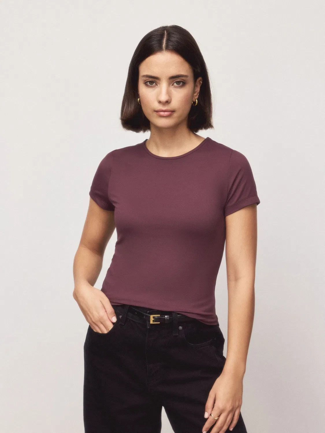 Футболка с коротким рукавом, мягкая струящаяся, Slinky Crew Neck Next, бордово-красный