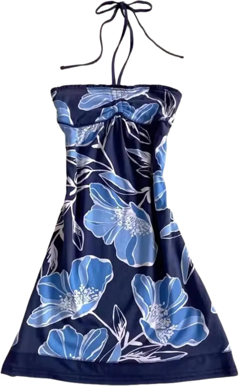Женское мини-платье с цветочным принтом Y2k, Navy Blue Flower