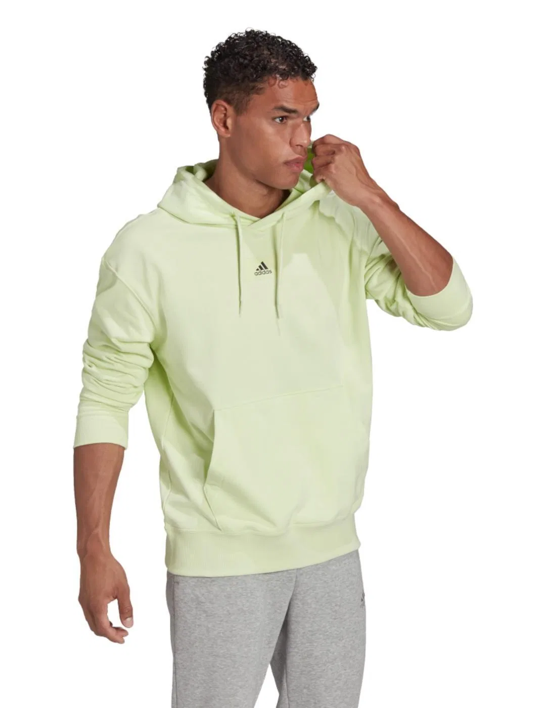 Мужское худи из хлопка Essentials FeelVivid Cotton Hoodie Adidas, Зеленый — фото 3