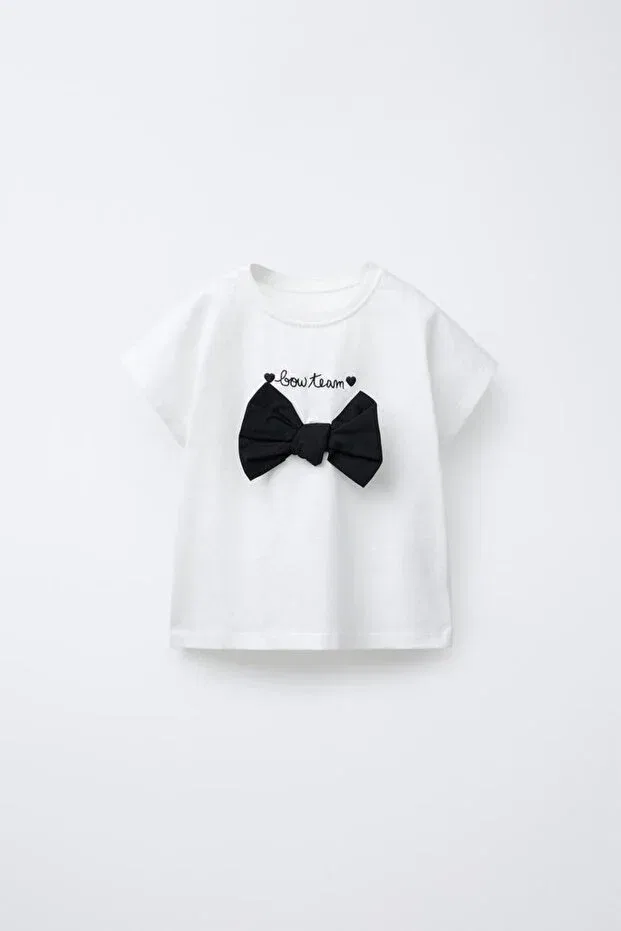 Детская футболка для девочек с бантом Daisydolly, Ecru