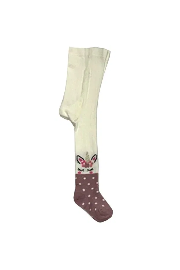 Детские колготки для девочек с принтом Unicorn patterned Pink Bunny Gift For Your Baby, Ecru