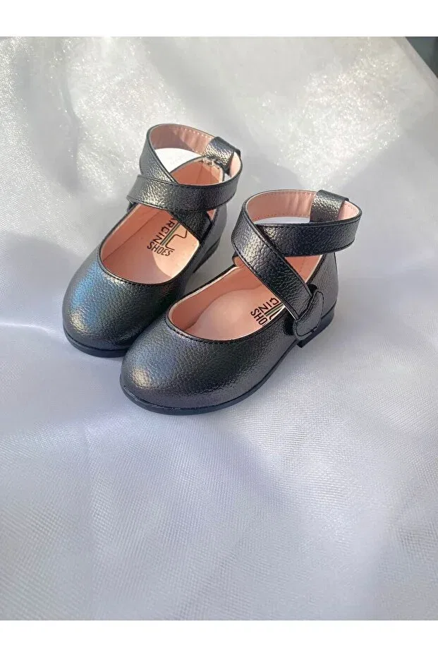 Детские балетки для девочек с ортопедической стелькой Patik Bebe, Platin