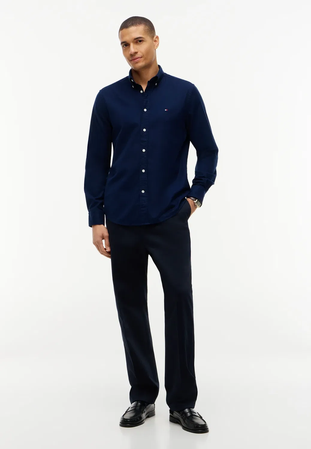 Рубашка из фланели Flex однотонная RF - рубашка Tommy Hilfiger, Carbon Navy — фото 2