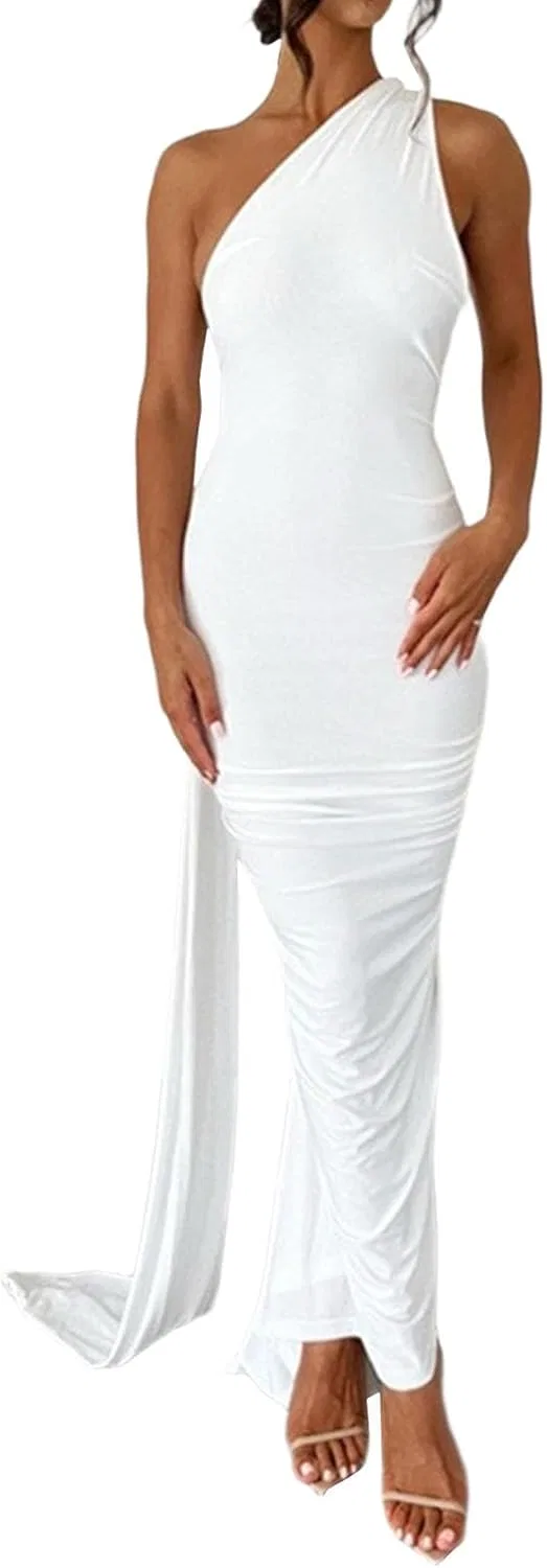 Женское облегающее макси-платье с корсетом Bodycon, White