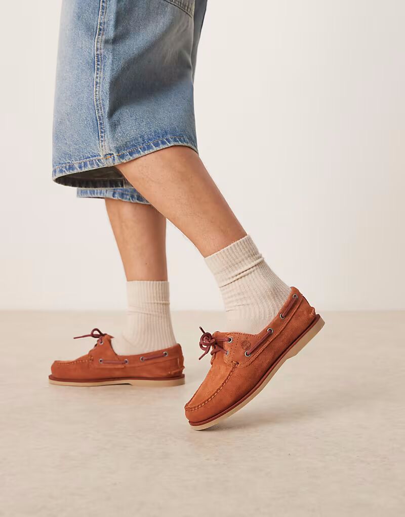 

Туфли-лодочки Timberland с двумя люверсами из коричневой замши