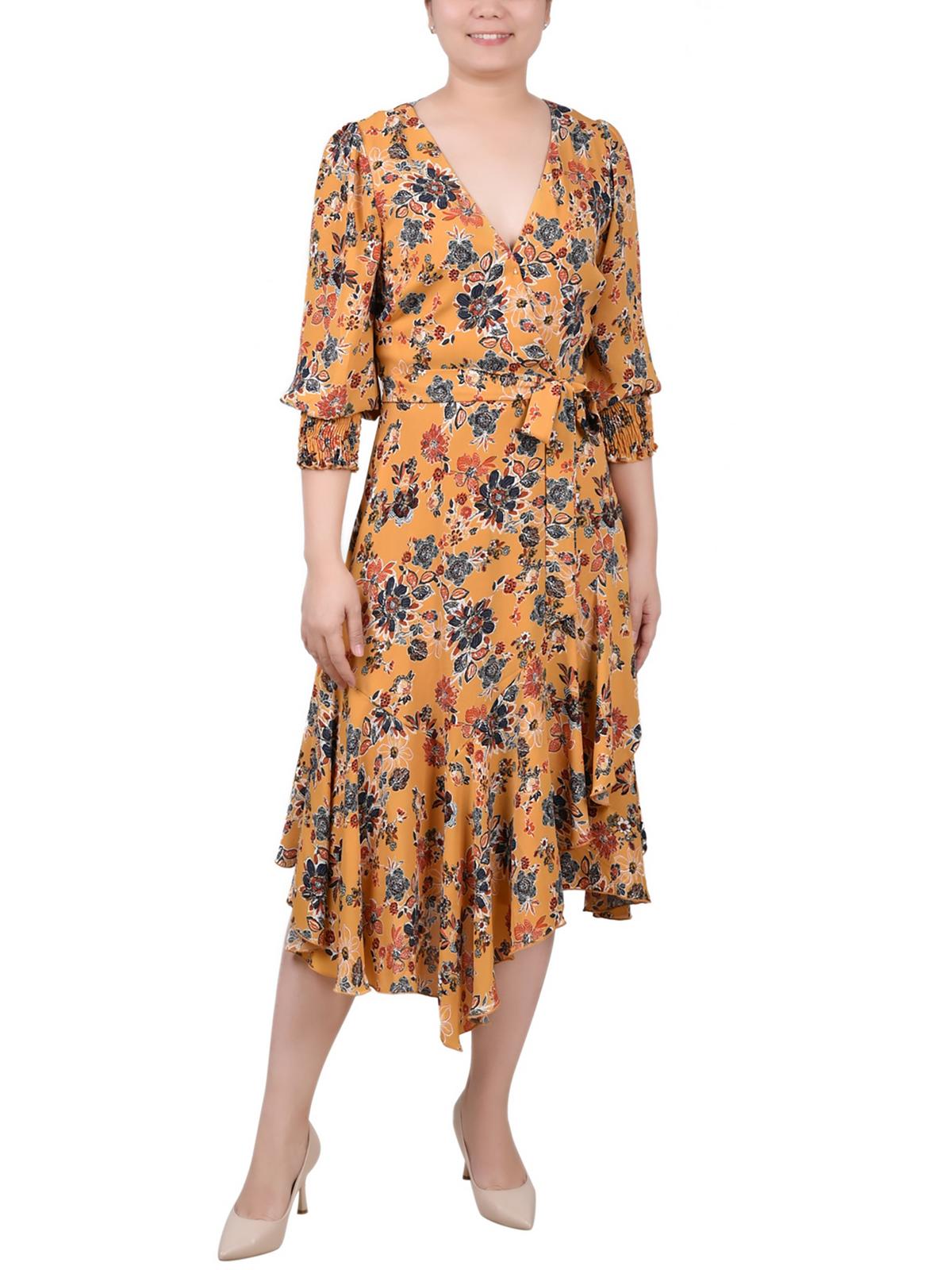 

Женское шифоновое платье миди с цветочным принтом Petites NY Collection, цвет honey wallflower
