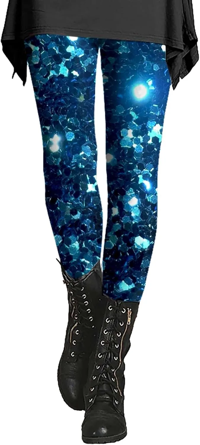 

Женские леггинсы с новогодним принтом в виде снежинок, мягкие и удобные, с высокой талией