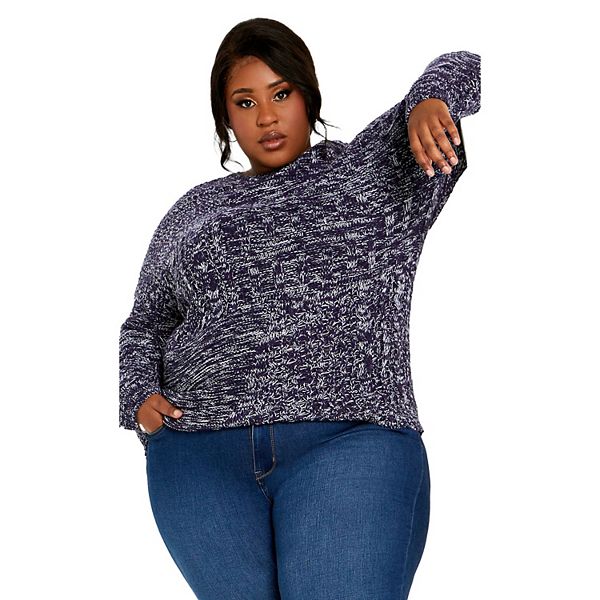 

Женский свитер с кабельным узором и удлиненными плечами Charli plus size Avenue, Navy
